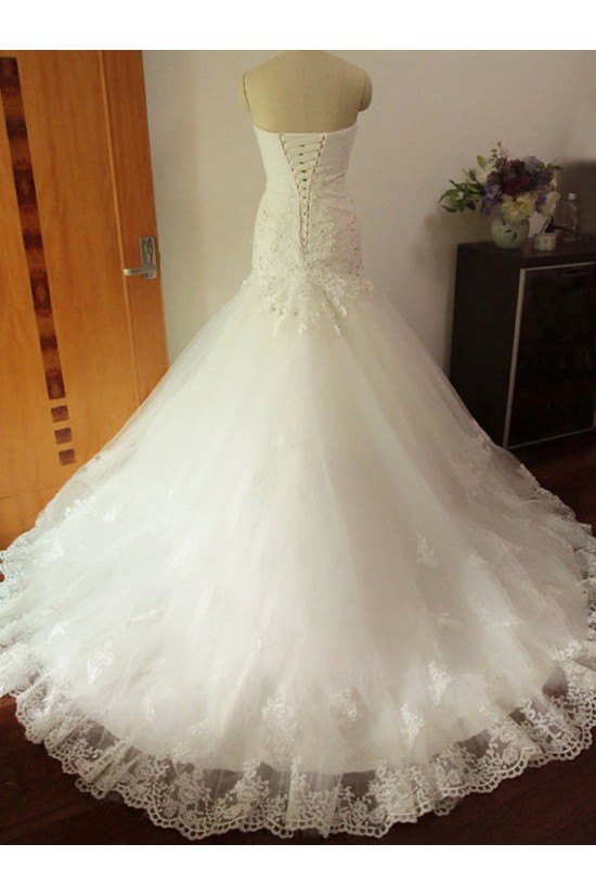 Trumpet/Mermaid Strapless Lace Bridal Wedding Dresses WD010572 Trumpet/Mermaid Strapless Lace Bridal Wedding Dresses WD010572