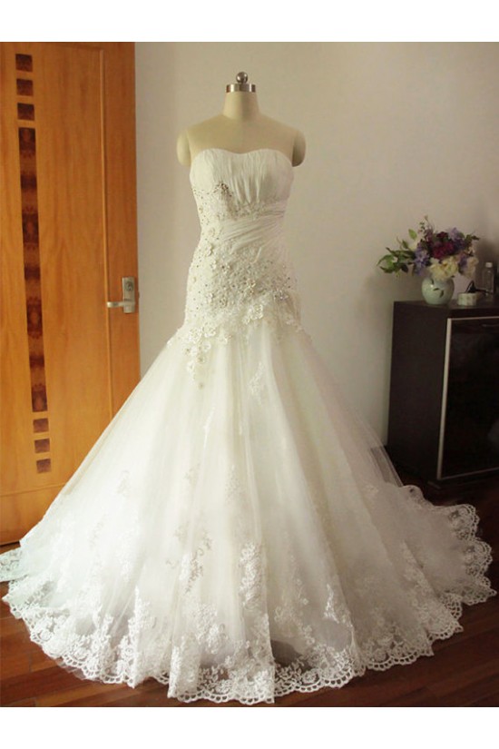 Trumpet/Mermaid Strapless Lace Bridal Wedding Dresses WD010572 Trumpet/Mermaid Strapless Lace Bridal Wedding Dresses WD010572