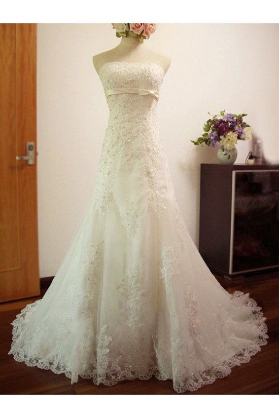 A-line Strapless Lace Bridal Wedding Dresses WD010573 A-line Strapless Lace Bridal Wedding Dresses WD010573
