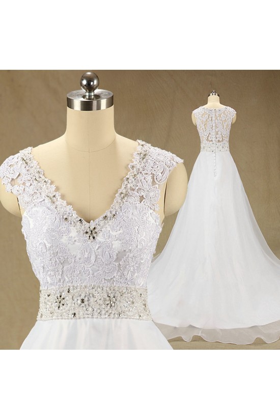 A-line V-neck Beaded Lace Bridal Wedding Dresses WD010625 A-line V-neck Beaded Lace Bridal Wedding Dresses WD010625