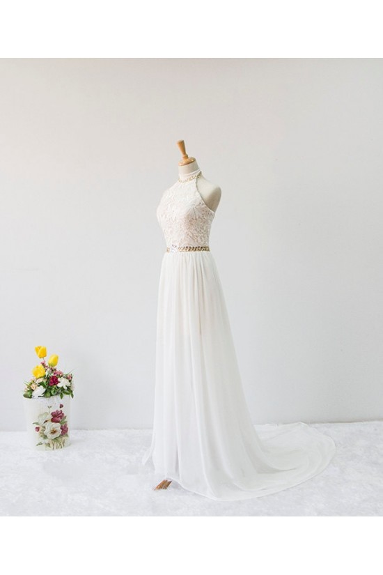 A-line Halter Beaded Lace and Chiffon Bridal Wedding Dresses WD010628 A-line Halter Beaded Lace and Chiffon Bridal Wedding Dresses WD010628