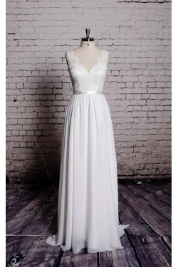 A-line Straps Lace and Chiffon Bridal Wedding Dresses WD010631