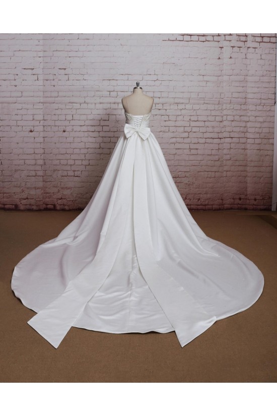 A-line Strapless Lace and Satin Bowknot Bridal Wedding Dresses WD010677 A-line Strapless Lace and Satin Bowknot Bridal Wedding Dresses WD010677