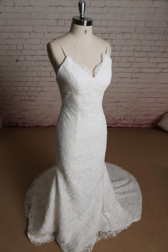 Trumpet/Mermaid Spaghetti Strap Lace Bridal Wedding Dresses WD010684 Trumpet/Mermaid Spaghetti Strap Lace Bridal Wedding Dresses WD010684