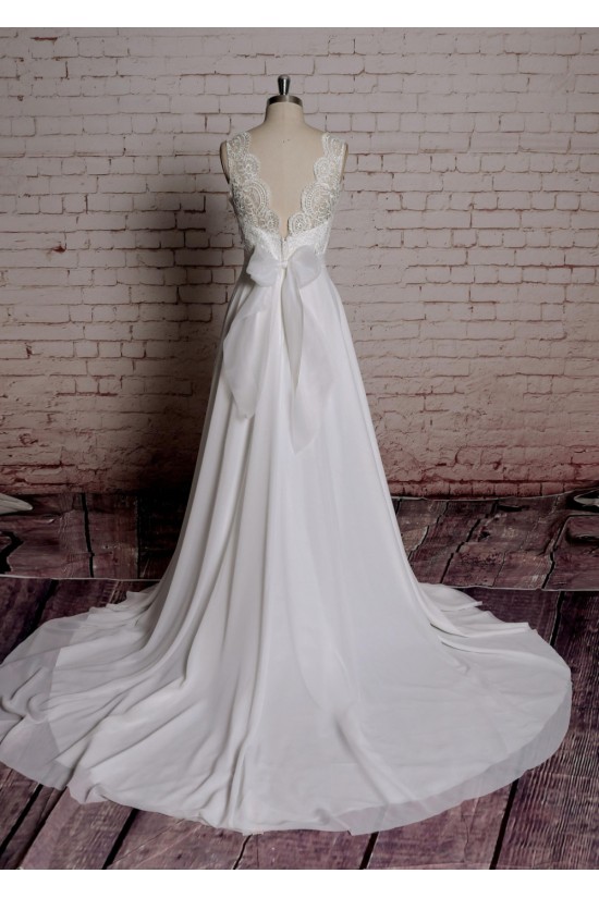 A-line V-neck Lace Bowknot Bridal Wedding Dresses WD010690 A-line V-neck Lace Bowknot Bridal Wedding Dresses WD010690
