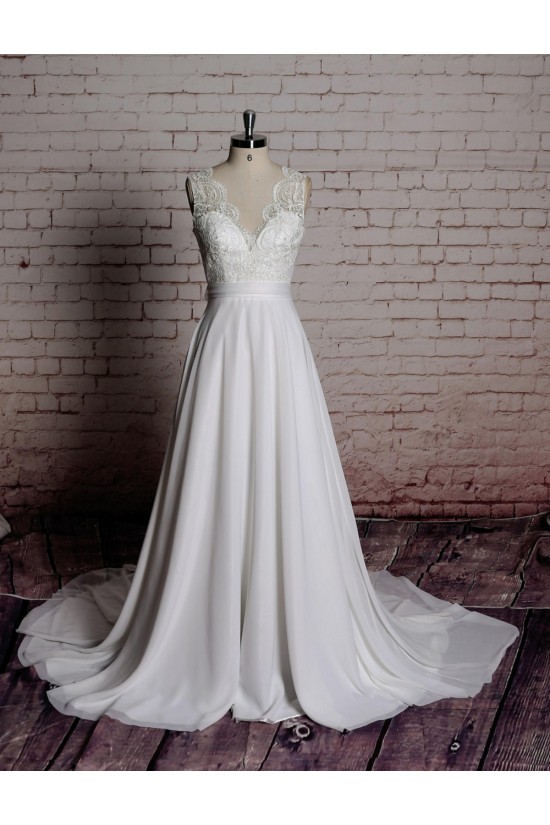 A-line V-neck Lace Bowknot Bridal Wedding Dresses WD010690 A-line V-neck Lace Bowknot Bridal Wedding Dresses WD010690