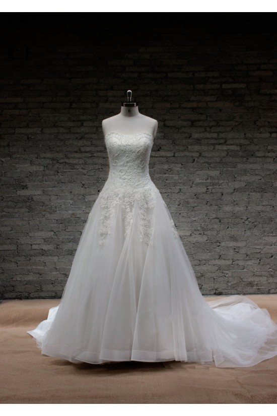 A-line Strapless Lace Bridal Gown Wedding Dress WD010710