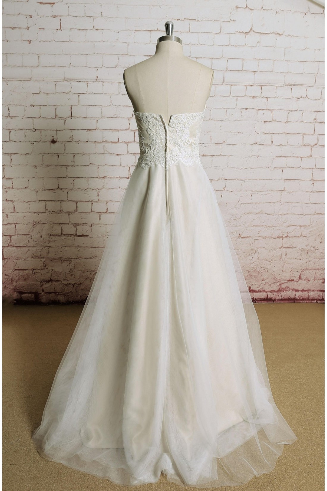 A Line Sweetheart Sleeveless Floor Length Lace Wedding Dress, Lace Up Back Bridal Dress UQ2493 main image 0