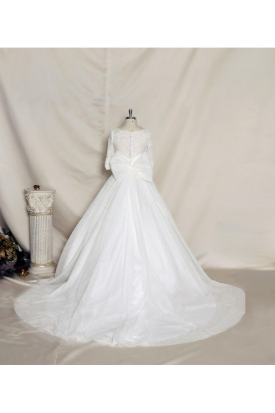 A-line Half Sleeves Lace Bowknot Bridal Gown Wedding Dress WD010736 A-line Half Sleeves Lace Bowknot Bridal Gown Wedding Dress WD010736