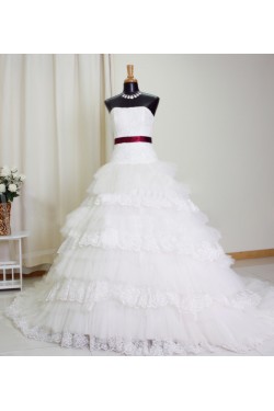 Ball Gown Strapless Lace Bridal Gown Wedding Dress WD010765