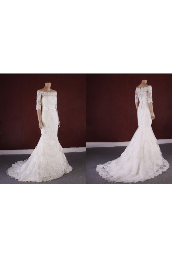Trumpet/Mermaid Half Sleeves Lace Bridal Gown Wedding Dress WD010771 Trumpet/Mermaid Half Sleeves Lace Bridal Gown Wedding Dress WD010771
