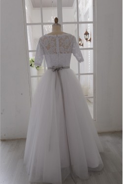 Ball Gown Half Sleeves Lace Bridal Gown Wedding Dress WD010794