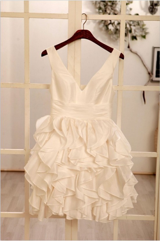 Ball Gown V-neck Short Bridal Gown Wedding Dress WD010800