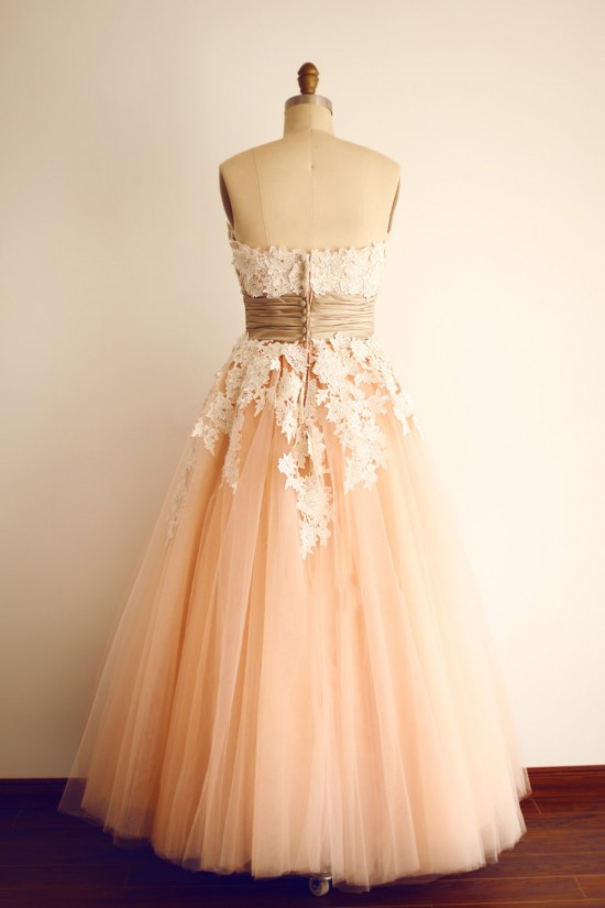 A-line Strapless Lace and Tulle Short Bridal Wedding Dresses WD010808 A-line Strapless Lace and Tulle Short Bridal Wedding Dresses WD010808