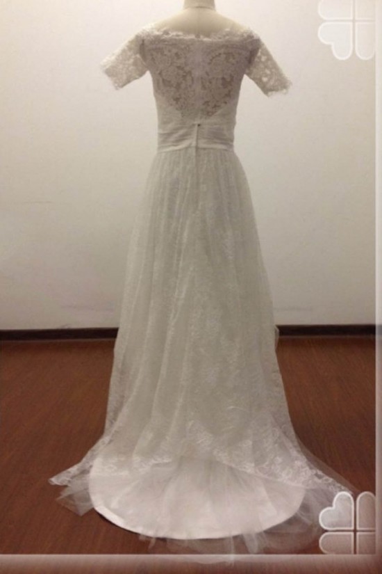 A-line Short Sleeves Lace Bridal Wedding Dresses WD010817 A-line Short Sleeves Lace Bridal Wedding Dresses WD010817