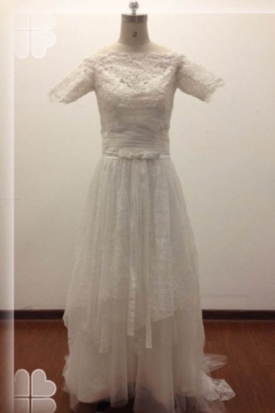 A-line Short Sleeves Lace Bridal Wedding Dresses WD010817 A-line Short Sleeves Lace Bridal Wedding Dresses WD010817
