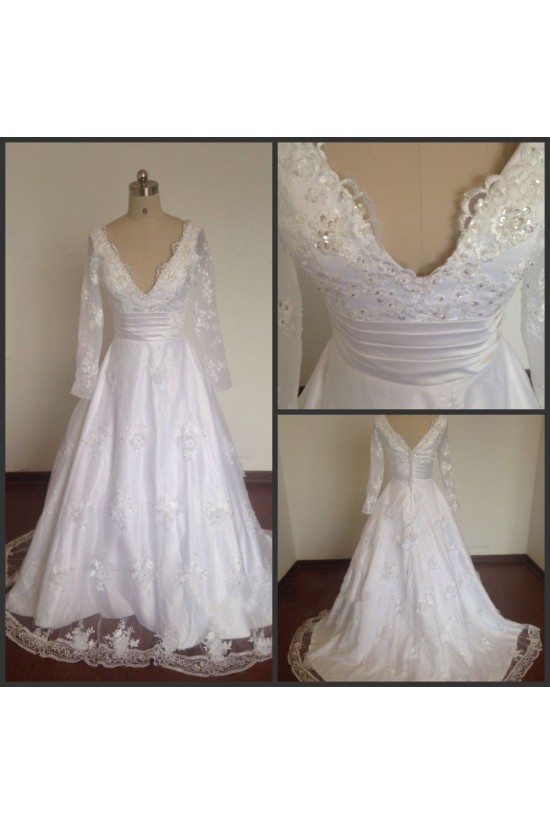 A-line Long Sleeves V-neck Bridal Wedding Dresses WD010819 A-line Long Sleeves V-neck Bridal Wedding Dresses WD010819