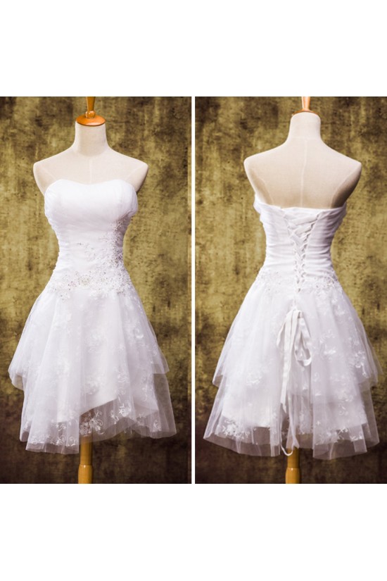 A-line Straples Short Lace Bridal Wedding Dresses WD010832 A-line Straples Short Lace Bridal Wedding Dresses WD010832