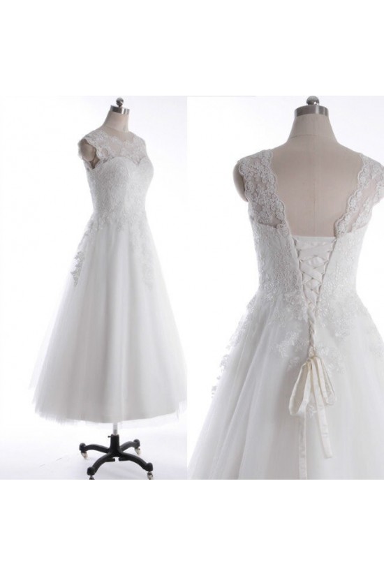 A-line Short Lace Appliques Bridal Wedding Dresses WD010834 A-line Short Lace Appliques Bridal Wedding Dresses WD010834