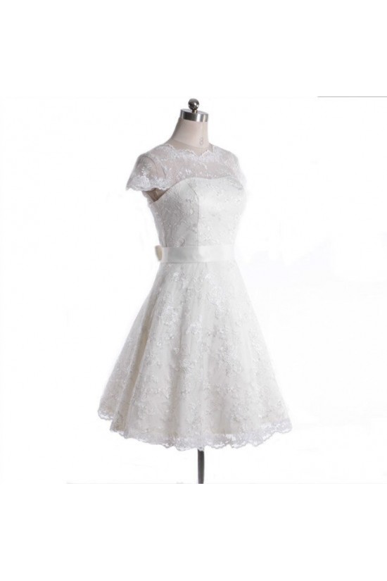 A-line Short Cap Sleeves Lace Bridal Wedding Dresses WD010836 A-line Short Cap Sleeves Lace Bridal Wedding Dresses WD010836