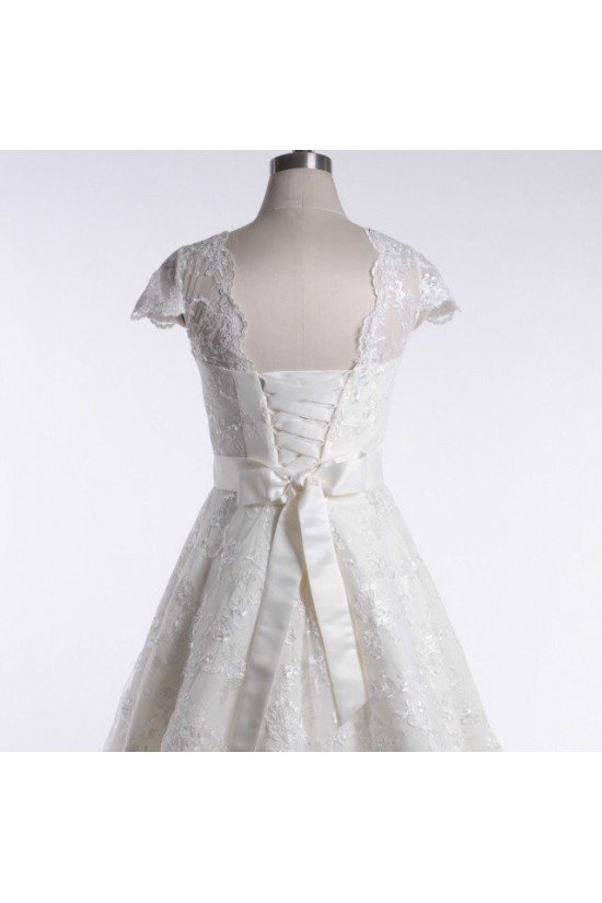 A-line Short Cap Sleeves Lace Bridal Wedding Dresses WD010836 A-line Short Cap Sleeves Lace Bridal Wedding Dresses WD010836