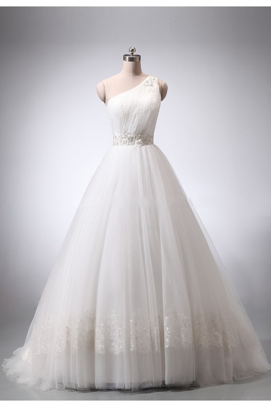A-line One Shoulder Lace and Tulle Bridal Wedding Dresses WD010839 A-line One Shoulder Lace and Tulle Bridal Wedding Dresses WD010839