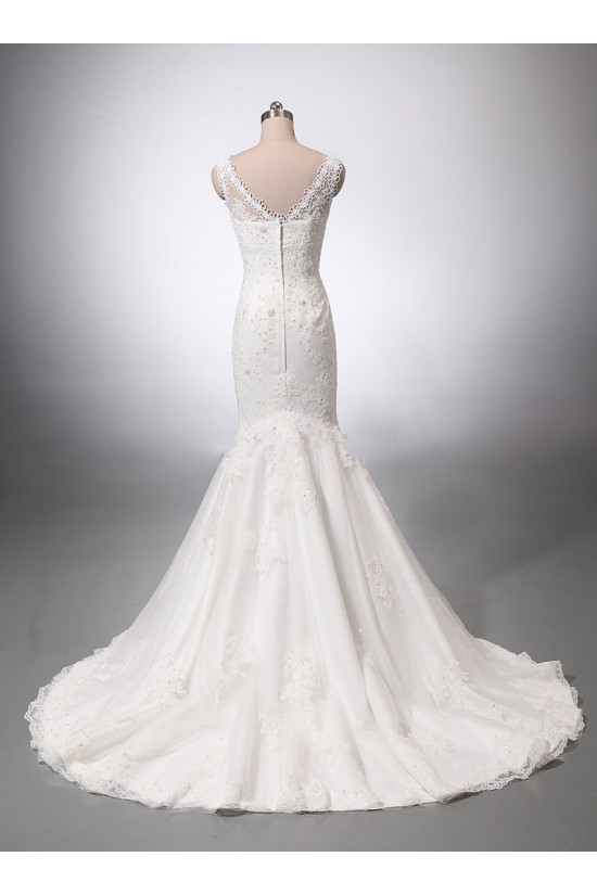 Trumpet/Mermaid V-neck Lace Appliques Bridal Wedding Dresses WD010844 Trumpet/Mermaid V-neck Lace Appliques Bridal Wedding Dresses WD010844