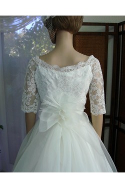 Ball Gown Half Sleeves Lace Appliques Bridal Wedding Dresses WD010849