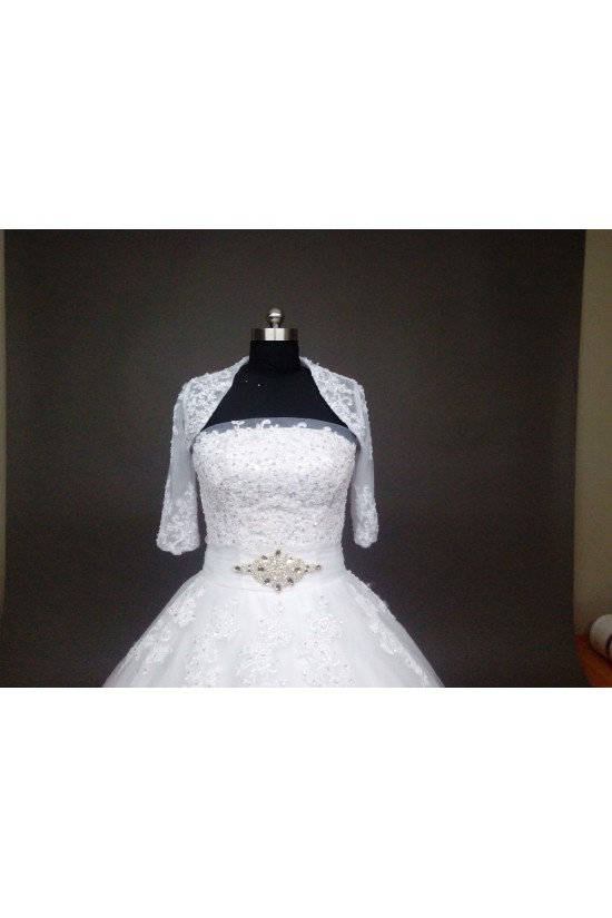 Ball Gown Strapless Beaded Lace Bridal Wedding Dresses with A Jacket WD010858 Ball Gown Strapless Beaded Lace Bridal Wedding Dresses with A Jacket WD010858