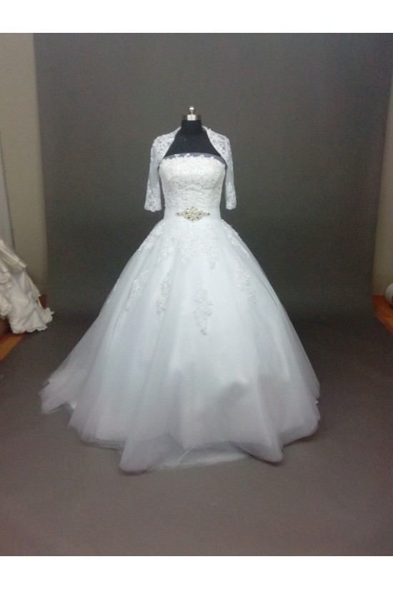 Ball Gown Strapless Beaded Lace Bridal Wedding Dresses with A Jacket WD010858 Ball Gown Strapless Beaded Lace Bridal Wedding Dresses with A Jacket WD010858