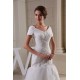 A-Line V-Neck Short Sleeve Court Train Wedding Dresses 2030002