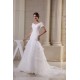 A-Line V-Neck Short Sleeve Court Train Wedding Dresses 2030002