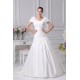 A-Line V-Neck Short Sleeve Court Train Wedding Dresses 2030003