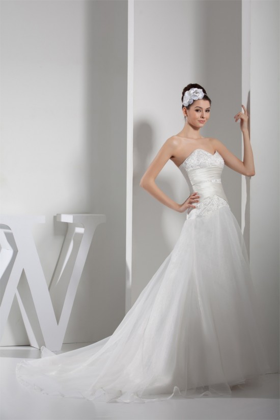 A-Line Sweetheart Beaded Court Train Wedding Dresses 2030020