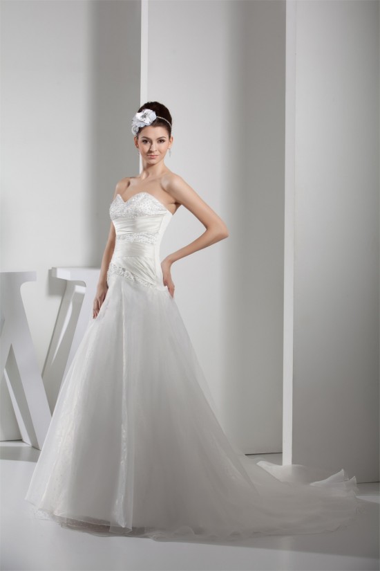 A-Line Sweetheart Beaded Court Train Wedding Dresses 2030020
