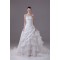 Amazing Organza Taffeta Strapless Beaded Appliques Chapel Train A-Line Wedding Dresses 2030052