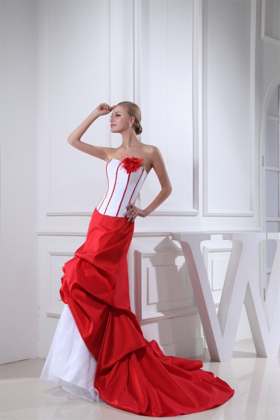 Trumpet/Mermaid Organza Taffeta Strapless Court Train Wedding Dresses 2030075 Trumpet/Mermaid Organza Taffeta Strapless Court Train Wedding Dresses 2030075