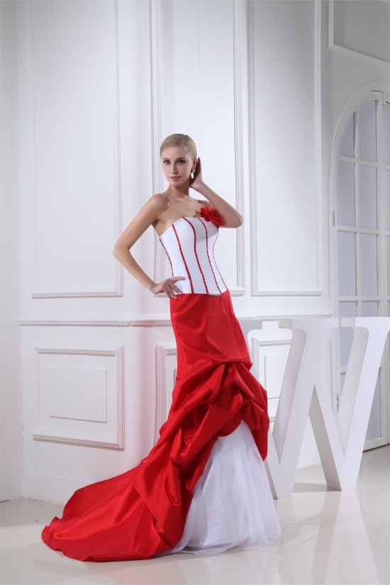 Trumpet/Mermaid Organza Taffeta Strapless Court Train Wedding Dresses 2030075 Trumpet/Mermaid Organza Taffeta Strapless Court Train Wedding Dresses 2030075