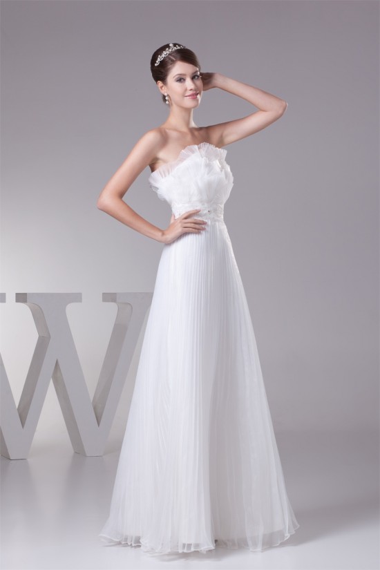A-Line Strapless Beaded Floor-Length Pleated Wedding Dresses 2030076 A-Line Strapless Beaded Floor-Length Pleated Wedding Dresses 2030076
