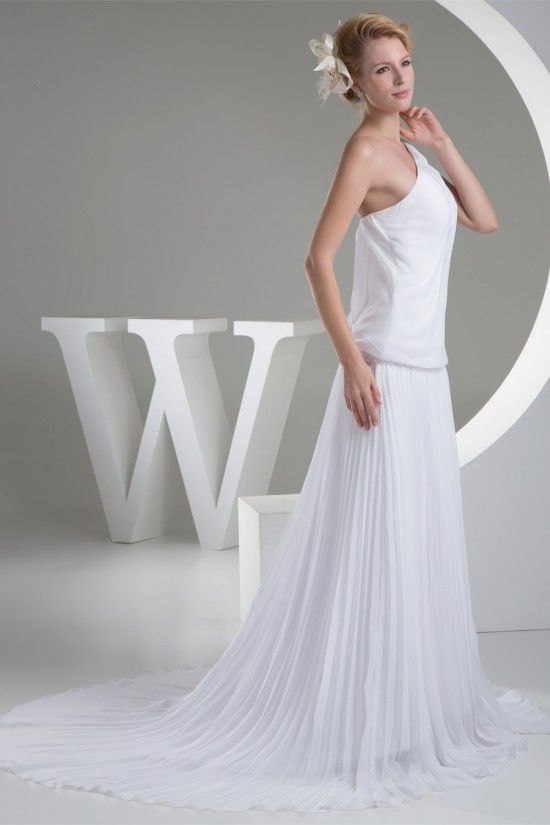 Chiffon Satin One-Shoulder Sheath/Column New Arrival Wedding Dresses 2030097 Chiffon Satin One-Shoulder Sheath/Column New Arrival Wedding Dresses 2030097