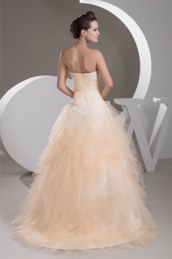 Sweetheart A-Line Sleeveless Satin Fine Netting Wedding Dresses 2031015