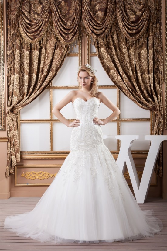 Sweetheart Sleeveless Satin Fine Netting Lace Wedding Dresses 2031017 Sweetheart Sleeveless Satin Fine Netting Lace Wedding Dresses 2031017
