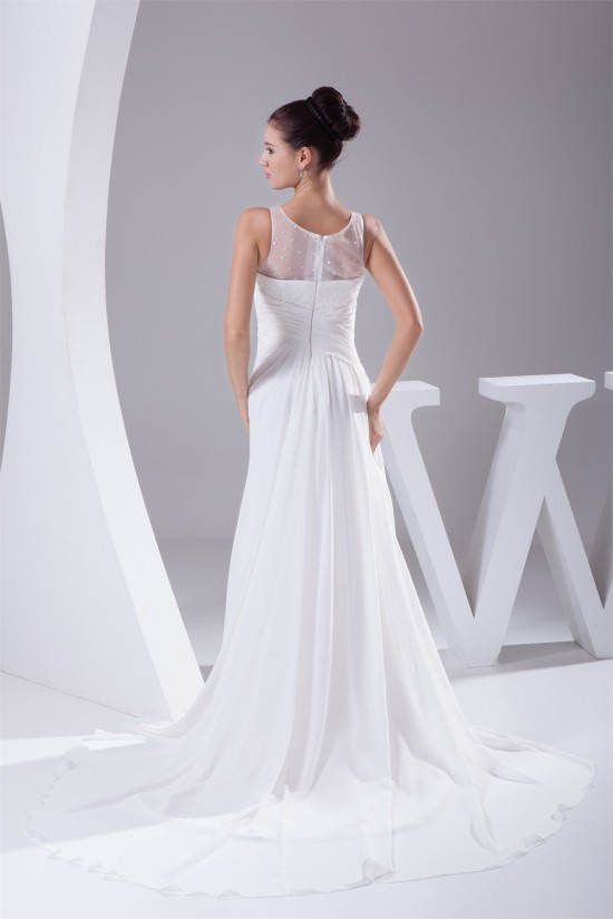 A-Line Chiffon Sweep Train Beaded Wedding Dresses 2030102 A-Line Chiffon Sweep Train Beaded Wedding Dresses 2030102