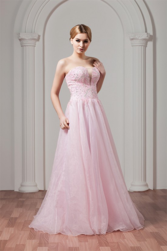 Sweetheart Sleeveless A-Line Satin Organza Beaded Pink Wedding Dresses 2031025 Sweetheart Sleeveless A-Line Satin Organza Beaded Pink Wedding Dresses 2031025