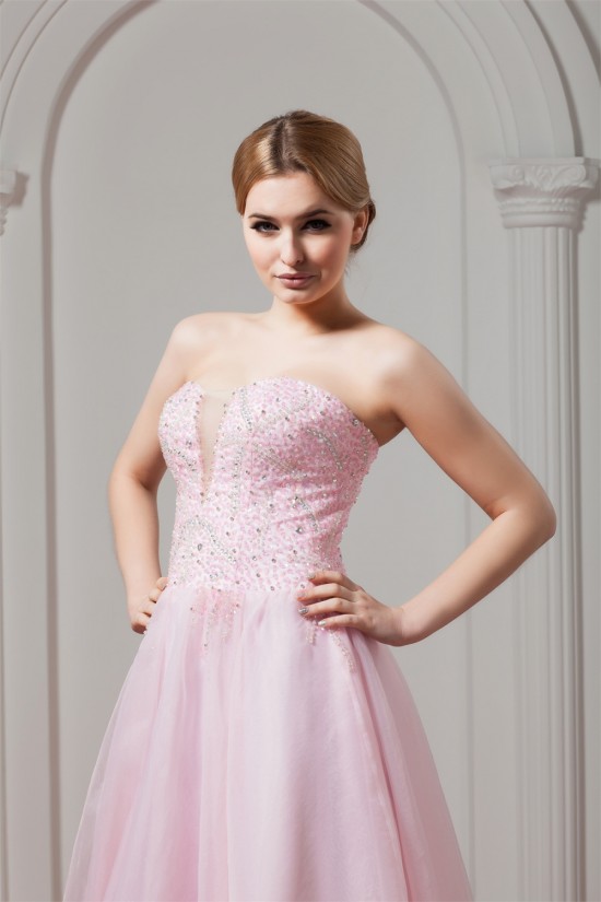Sweetheart Sleeveless A-Line Satin Organza Beaded Pink Wedding Dresses 2031025 Sweetheart Sleeveless A-Line Satin Organza Beaded Pink Wedding Dresses 2031025
