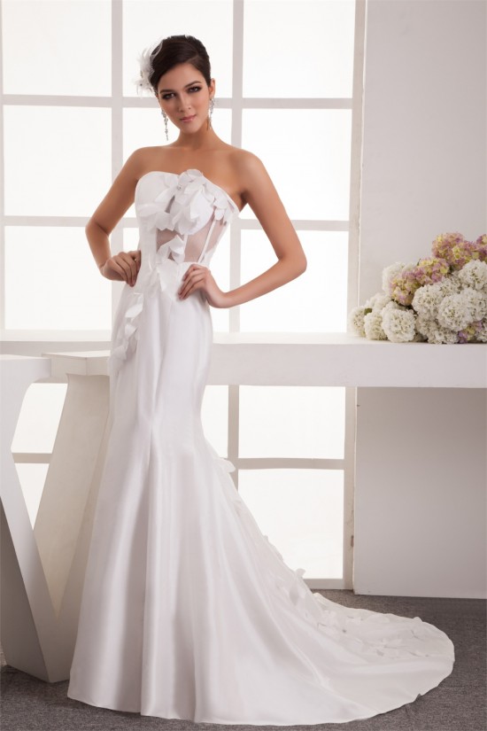 Mermaid/Trumpet Taffeta Fine Netting Strapless Wedding Dresses 2031031 Mermaid/Trumpet Taffeta Fine Netting Strapless Wedding Dresses 2031031