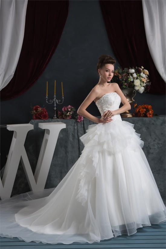 A-Line Strapless Sleeveless Beaded Applique Wedding Dresses 2031036 A-Line Strapless Sleeveless Beaded Applique Wedding Dresses 2031036