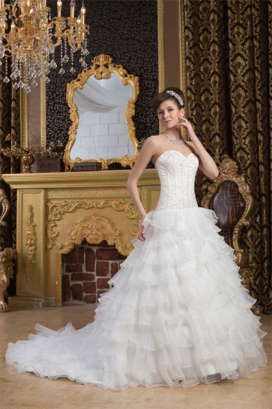Wonderful A-Line Sleeveless Satin Sweetheart Beaded Wedding Dresses 2031059 Wonderful A-Line Sleeveless Satin Sweetheart Beaded Wedding Dresses 2031059