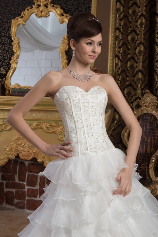 Wonderful A-Line Sleeveless Satin Sweetheart Beaded Wedding Dresses 2031059 Wonderful A-Line Sleeveless Satin Sweetheart Beaded Wedding Dresses 2031059