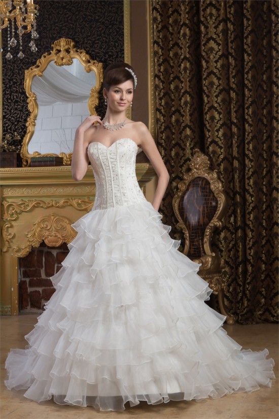 Wonderful A-Line Sleeveless Satin Sweetheart Beaded Wedding Dresses 2031059 Wonderful A-Line Sleeveless Satin Sweetheart Beaded Wedding Dresses 2031059